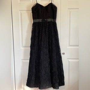 Adrianna Papell Black Ball Gown Strapless Rosette Size 12